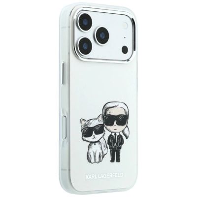 4. Etui Karl Lagerfeld Smooth Karl & Choupette Bodies Sketch MagSafe do iPhone 18 Pro / 17 Pro - beżowe