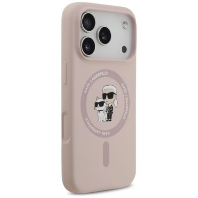 4. Etui Karl Lagerfeld Silicone Karl&Choupette Ring MagSafe do iPhone 17 Pro - różowe