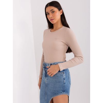 4. Beżowa bluzka w prążek BASIC FEEL GOOD  (RV-BZ-9207.41X)