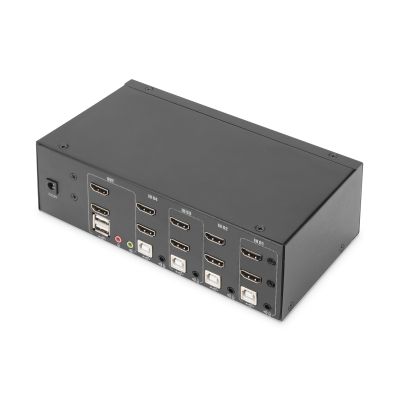 3. Digitus Przełącznik KVM, 4-portowy, obsługa dwóch monitorów, 4K, HDMI®