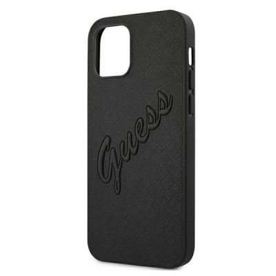 6. Etui Guess Saffiano Vintage Script na iPhone 12 Pro Max 6,7" - czarne