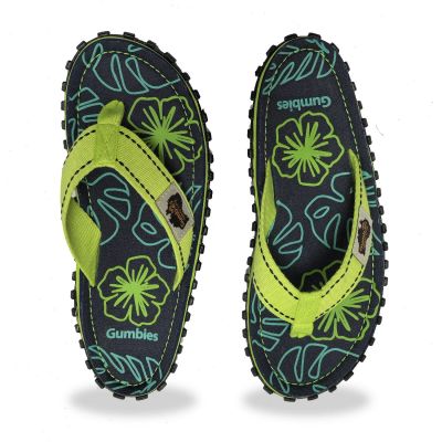 6. Japonki Gumbies Islander Flip-Flops Lime Hibiscus GU-FFISL148