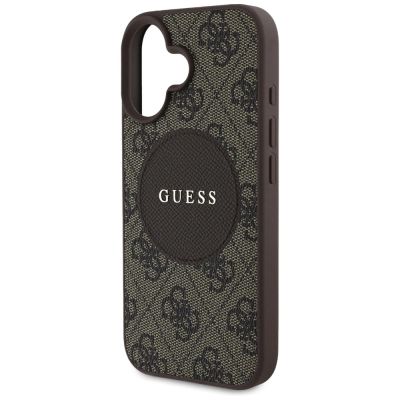 6. Etui Guess 4G Circle Classic Logo MagSafe na iPhone 16 - brązowe