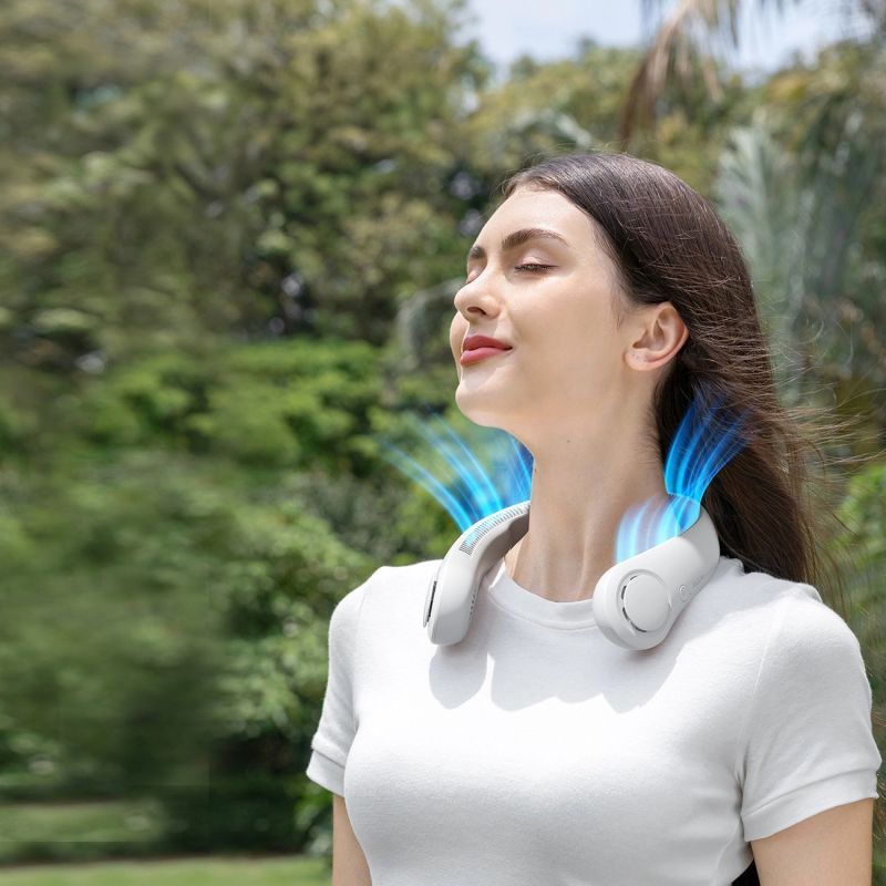 10. Wentylator Jisulife Neck Fan 3 4000mAh na szyję przenośny wiatraczek - szary