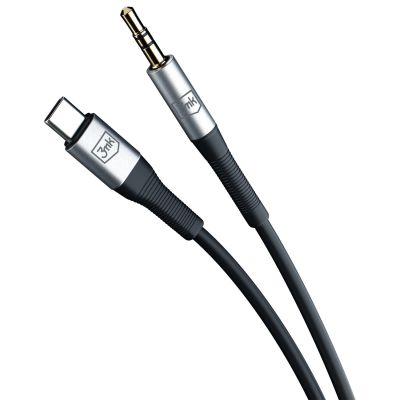 2. Kabel 3mk AUX minijack 3.5 mm / USB-C - srebrny