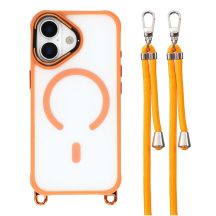 Etui na iPhone 17 z regulowaną smyczą Crossbody oraz ramką aparatu pełniącą funkcję podstawki kompatybilne z MagSafe - pomarańczowe