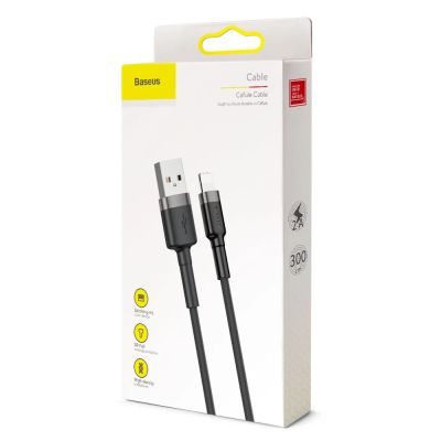 9. Kabel Baseus Cafule USB-A / Lightning 2A QC 3.0 3 m - czarno-szary