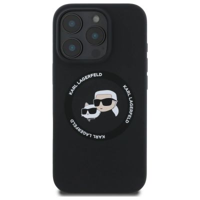 3. Etui Karl Lagerfeld Silicone Karl&Choupette Heads MagSafe na iPhone 16 Pro Max 6.9" - czarne
