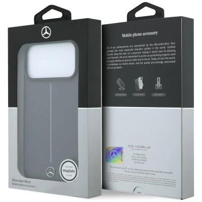 8. Etui Mercedes Leather Semi Wrap with Iconic Line MagSafe na iPhone 18 Pro / 17 Pro - ciemnoszare