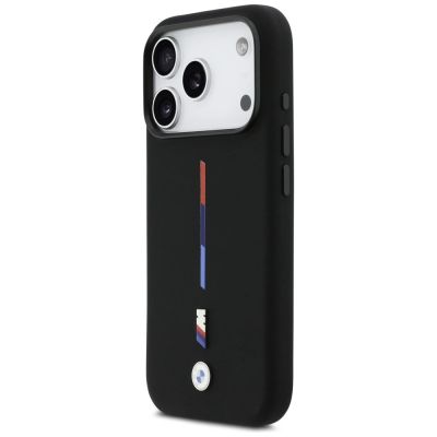 2. Etui BMW M Silicon Tricolor Line MagSafe na iPhone 17 Pro - czarne
