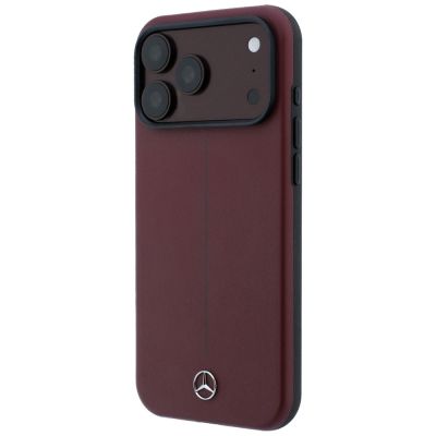 2. Etui Mercedes Leather Semi Wrap Iconic Line MagSafe do iPhone 18 Pro Max / 17 Pro Max - burgundowe
