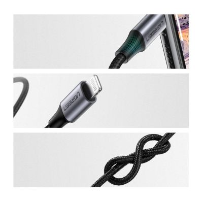 6. Ugreen kabel przewód audio AUX MFI Lightning - 3,5 mm mini jack 1 m szary (70509)
