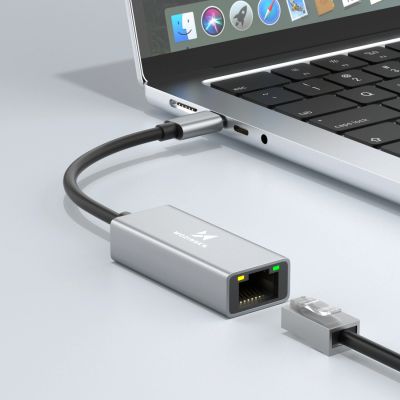 3. Adapter sieciowy Wozinsky WAU-45C Ethernet karta sieciowa LAN Gigabit RJ45 1000 Mb/s USB-C - szara