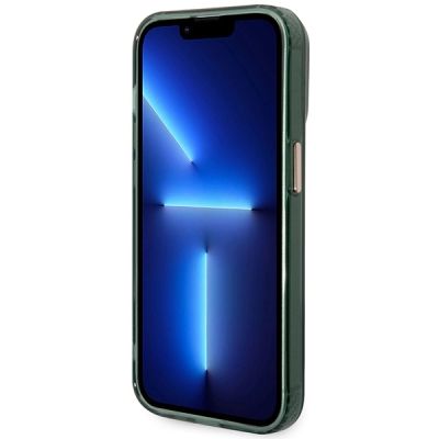 5. Etui Guess Gold Outline Translucent MagSafe na iPhone 14 Pro Max - zielone