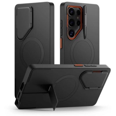 Etui Tech-Protect Kevlar Aura MagSafe na Samsung Galaxy S25 Ultra - czarno-pomarańczowe