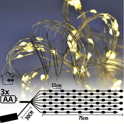 3. LAMPKI DRUCIKI NA BATERIE KASKADA 80 LED CIEPŁY BIAŁY TIMER