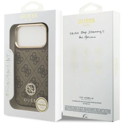 8. Etui Guess 4G Strass Logo MagSafe na iPhone 17 Pro - brązowe