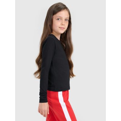 6. Longsleeve slim gładki dziewczęcy 4F 4FJRAW25TLONF603-20S