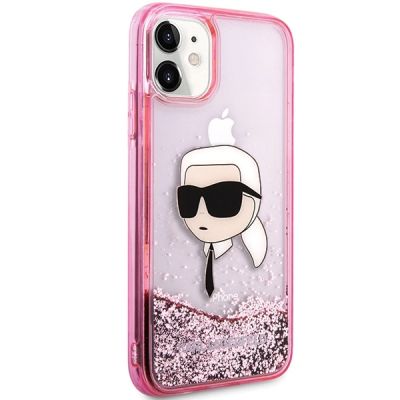 5. Etui Karl Lagerfeld Glitter Karl Head na iPhone 11/XR - różowe