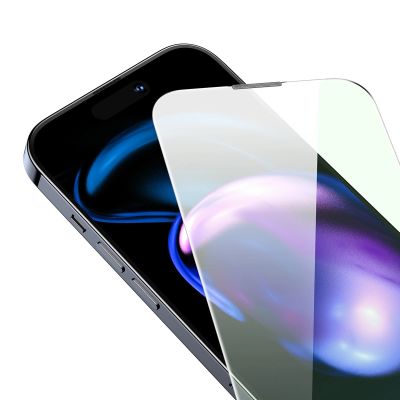 7. Baseus szkło hartowane do iPhone 14 Pro na cały ekran z filtrem Anti Blue Light i osłoną na głośnik 0.3mm + ramka montażowa