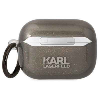 2. Etui Karl Lagerfeld Glitter Karl&Choupette na AirPods Pro - czarne