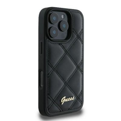 4. Etui Guess Quilted Metal Logo na iPhone 16 Pro - czarne