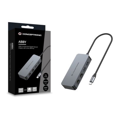 5. Conceptronic ABBY24G stacja dokująca Przewodowa USB 3.2 Gen 1 (3.1 Gen 1) Type-C Szary