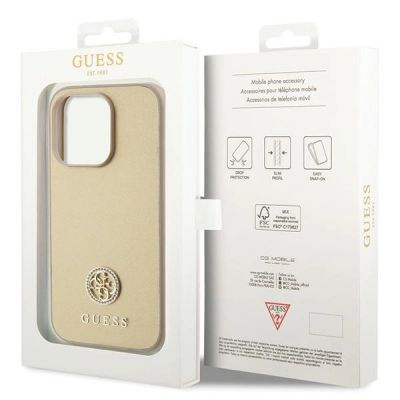 8. Etui Guess Strass Metal Logo do iPhone 15 Pro Max - złote