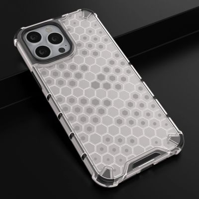 14. Honeycomb etui pancerny pokrowiec z żelową ramką iPhone 13 Pro Max przezroczysty