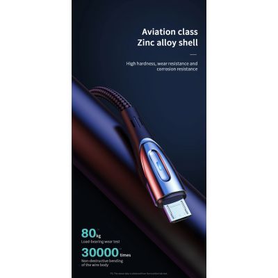 9. Kabel Joyroom Sharp Series S-M411 USB-A / micro USB 3A 2m ze wskaźnikiem ładowania - czarny