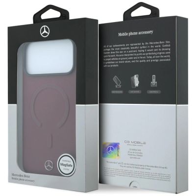 8. Etui Mercedes Leather 3D MagSafe do iPhone 18 Pro / 17 Pro - burgundowe