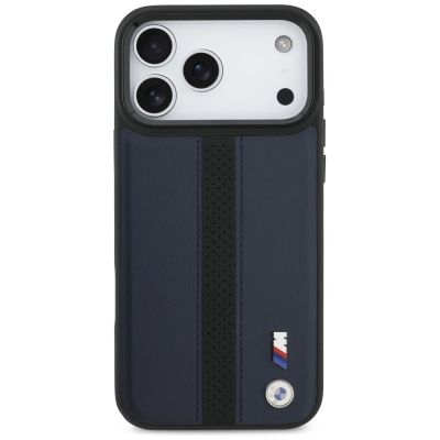 3. Etui BMW M Perforated Stripe Logo MagSafe na iPhone 17 Pro Max - granatowe