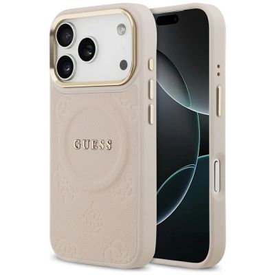 Etui Guess Peony Hot Stamp MagSafe na iPhone 17 Pro - różowe