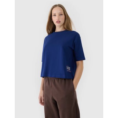 T-shirt oversize z nadrukiem damski 4F 4FWSS25TTSHF1971-30S