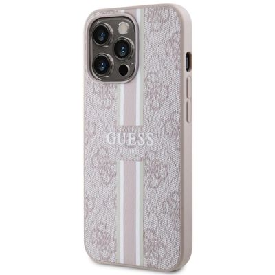 2. Etui Guess 4G Printed Stripes MagSafe na iPhone 13 Pro / iPhone 13 - różowe