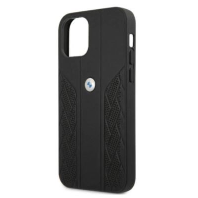 6. Etui BMW Leather Curve Perforate na iPhone 12 / iPhone 12 Pro - czarne