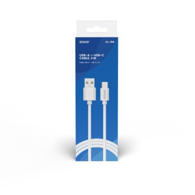 2. SAVIO KABEL USB-A – USB-C, 3 M, BIAŁY, CL-168