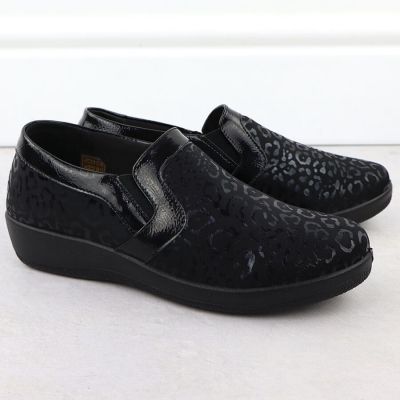 2. Półbuty damskie komfortowe w panterkę wsuwane Unisoft 8910