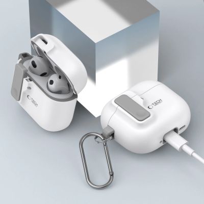 8. Etui Tech-Protect Slim Hook na AirPods 4 - białe