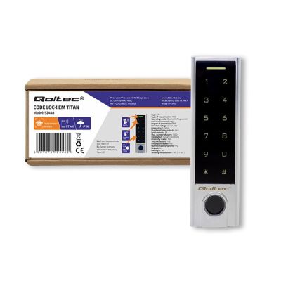 10. QOLTEC ZAMEK SZYFROWY DOTYKOWY TITAN Z CZYTNIKIEM LINII PAPILARNYCH | RFID | BT 4.0 | KOD | KARTA | BRELOK | DZWANEK | IP68