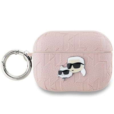 Etui Karl Lagerfeld Monogram Karl & Choupette Head na AirPods Pro 2 - różowe