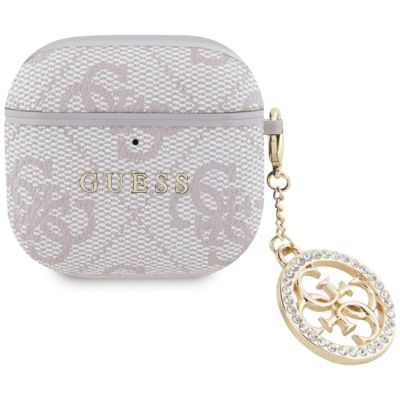 Etui Guess 4G Strass Charm na AirPods 4 - różowe