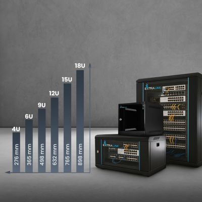 5. Extralink LITE 4U 10 280X310 WALL-MOUNTED RACKMOUNT CABINET BLACK Stojak wolnostojący/ścienny/podłogowy Czarny