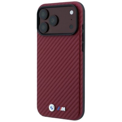 2. Etui BMW M Carbon Metal Logo MagSafe na iPhone 17 Pro Max / 18 Pro Max - bordowe