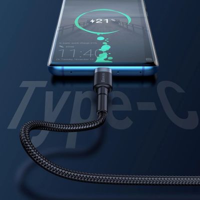 10. Baseus Cafule kabel przewód USB Typ C SuperCharge 40W Quick Charge 3.0 QC 3.0 1m szaro-czarny (CATKLF-PG1)