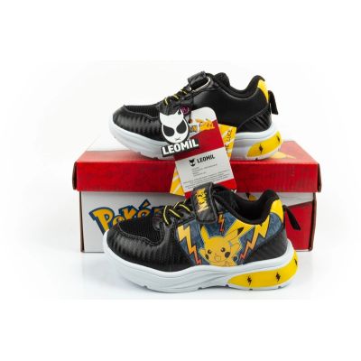 10. Leomil buty sportowe dziecięce sneakersy Pokemon lekkie na rzep LED czarne żółte