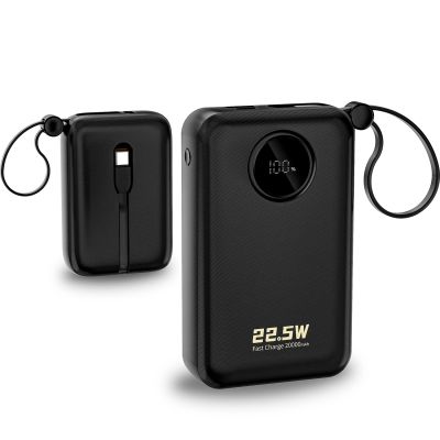 6. Powerbank Dudao K14+ 20000mAh 22.5W USB-C / USB-A / wbudowane kable Lightning i USB-C - czarny