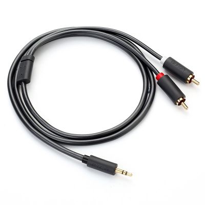 4. Kabel Ugreen AV102 10511 3,5 mm mini jack (męski) / 2RCA (męski) 1.5m - szary
