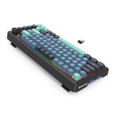 8. REDRAGON K724GBG-RGB-PRO Behemoth klawiatura USB + RF Wireless + Bluetooth Szary, Niebieski
