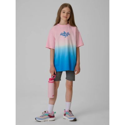 4. T-shirt loose z nadrukiem dziewczęcy 4F 4FJRSS26TTSHF4186-91A